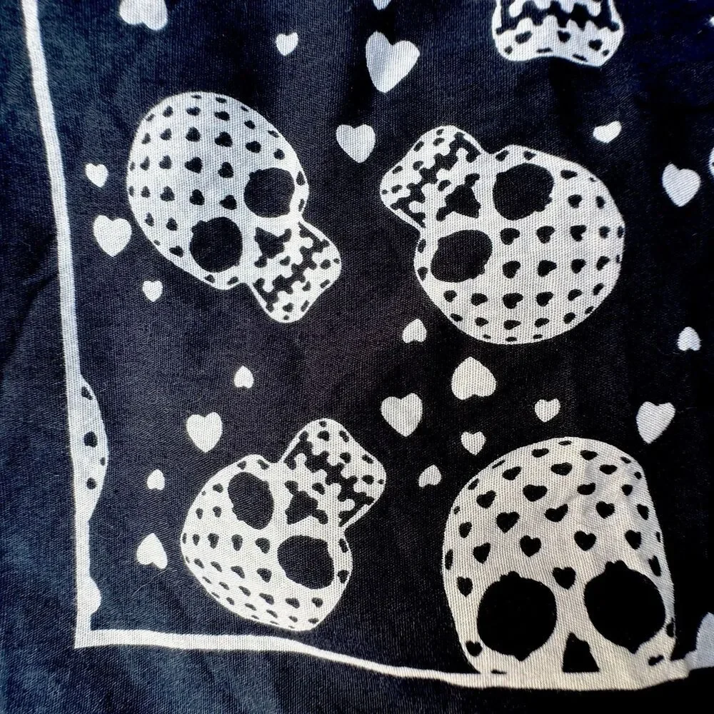 Skull Bandana 100% Cotton Fabric Gothic DIY Sewing Craft Punk Biker Halloween 21
